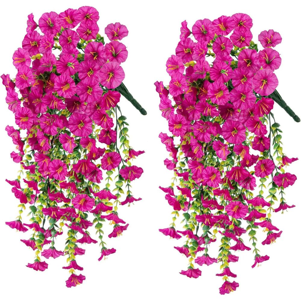 Decoración colgante de flores artificiales de gloria de la mañana resistentes a los rayos UV