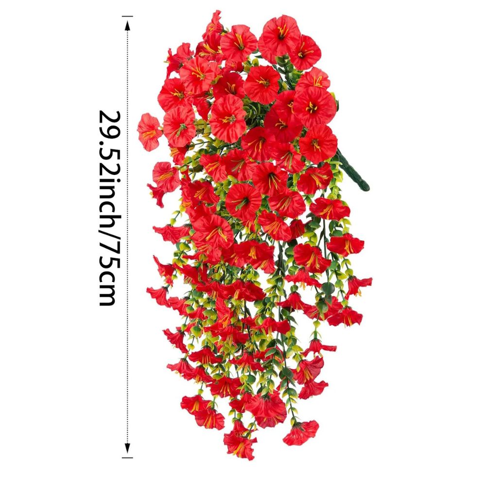 Decoración colgante de flores artificiales de gloria de la mañana resistentes a los rayos UV