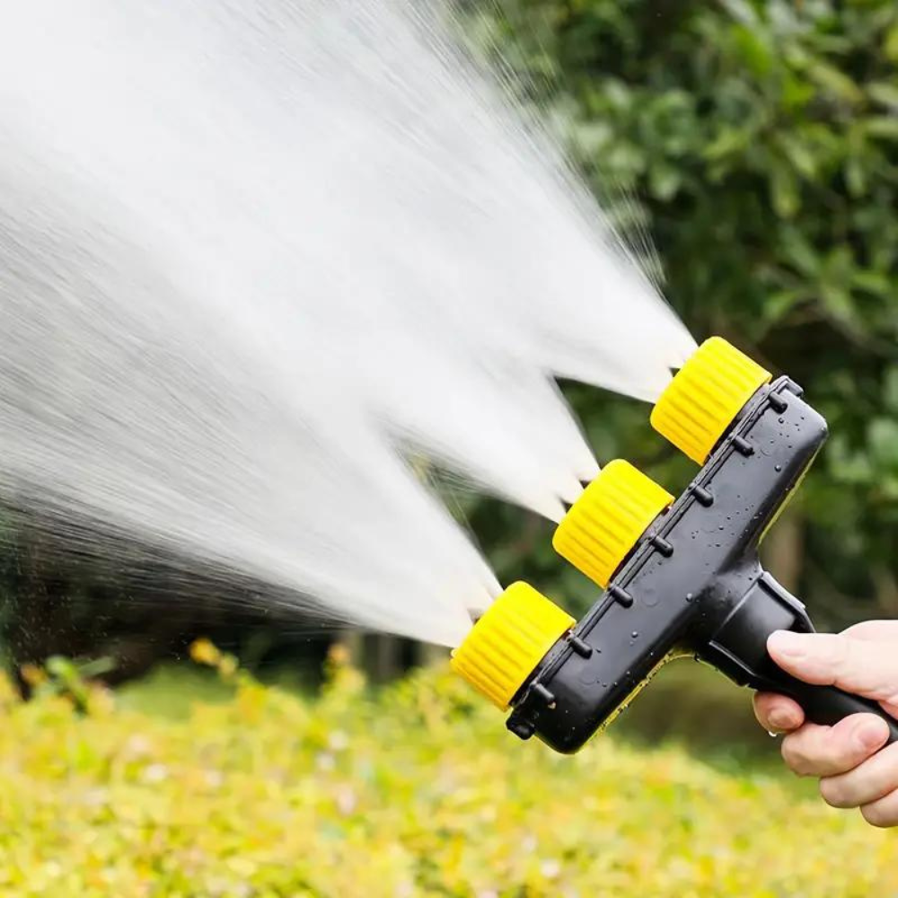 Potente boquilla pulverizadora multiusos para manguera de jardín