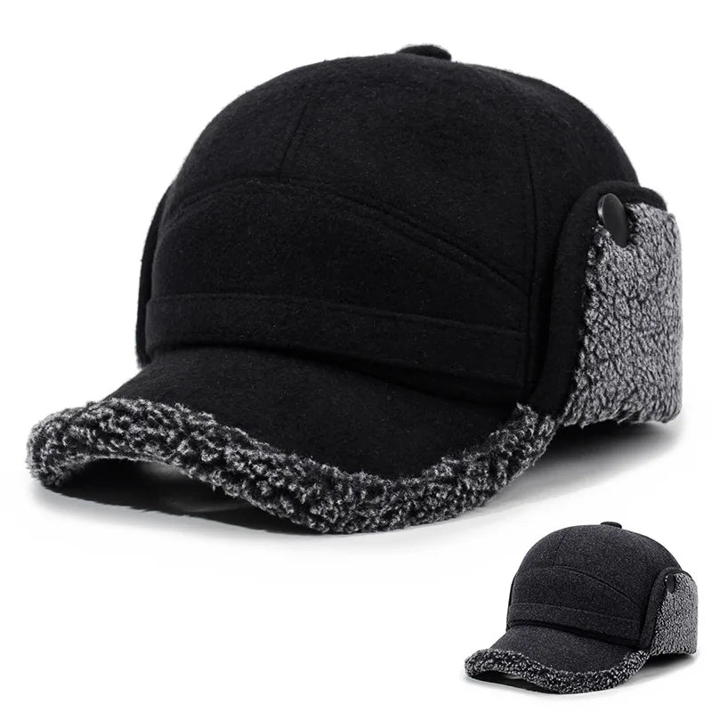 Gorra de béisbol con orejeras de forro polar para invierno