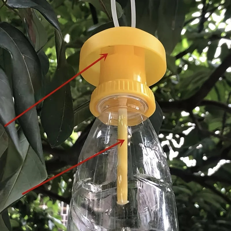 Trampa para moscas de la fruta con cubierta colgante