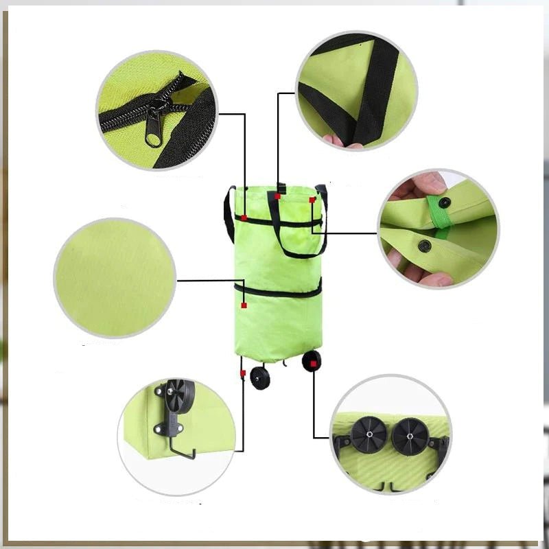 2-in-1 Foldable Shopping Bag with Wheels - TRENDVYO