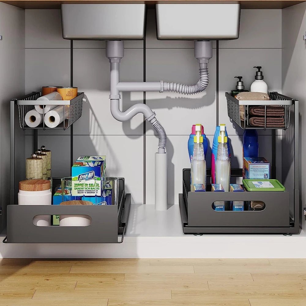 2 Tier Slide Out Under Sink Organizer - TRENDVYO