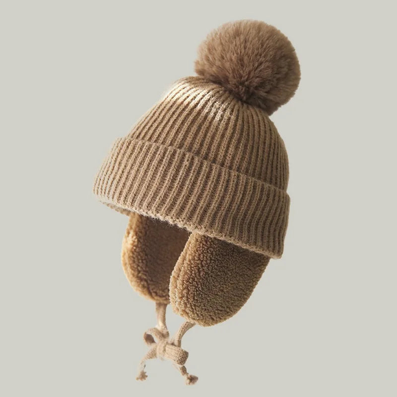 Gorro de invierno de punto para niños con orejeras