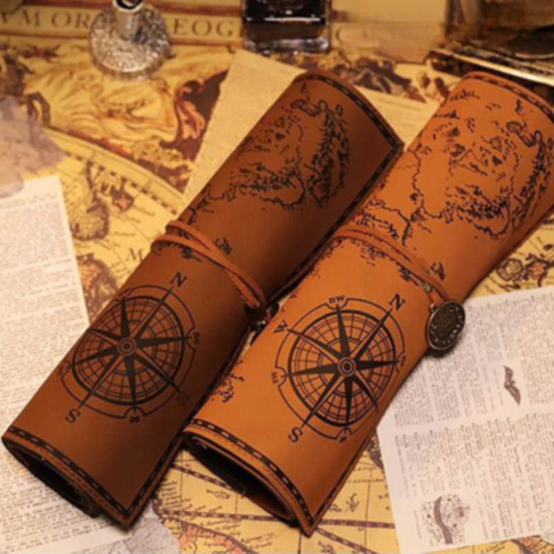 Estuche de cuero vintage para lápices