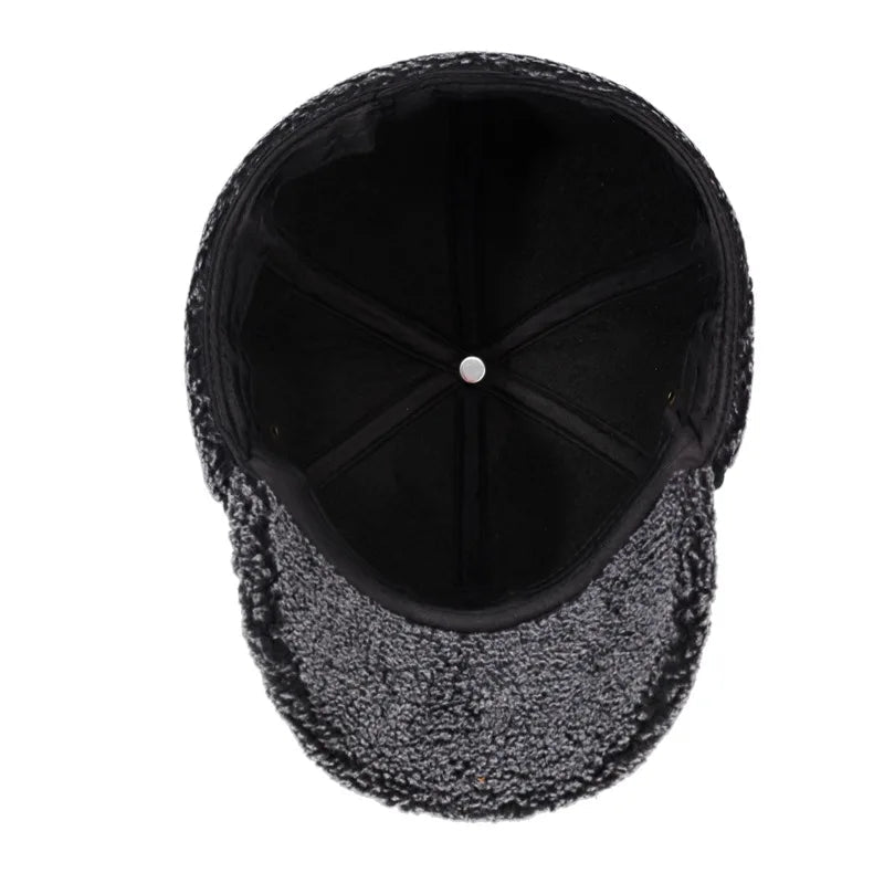 Gorra de béisbol con orejeras de forro polar para invierno