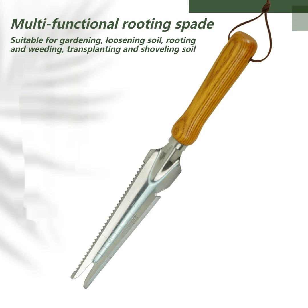 5-in-1 Stainless Steel Weed Puller Tool with Beech Handle - TRENDVYO