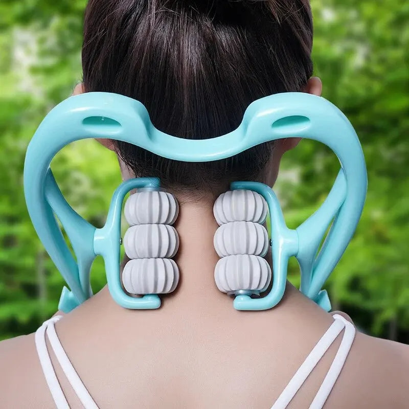 Masajeador manual de cuello y hombros con rodillos de amasamiento