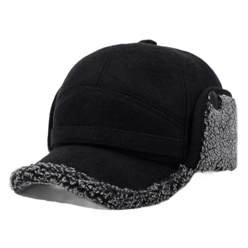 Gorra de béisbol con orejeras de forro polar para invierno