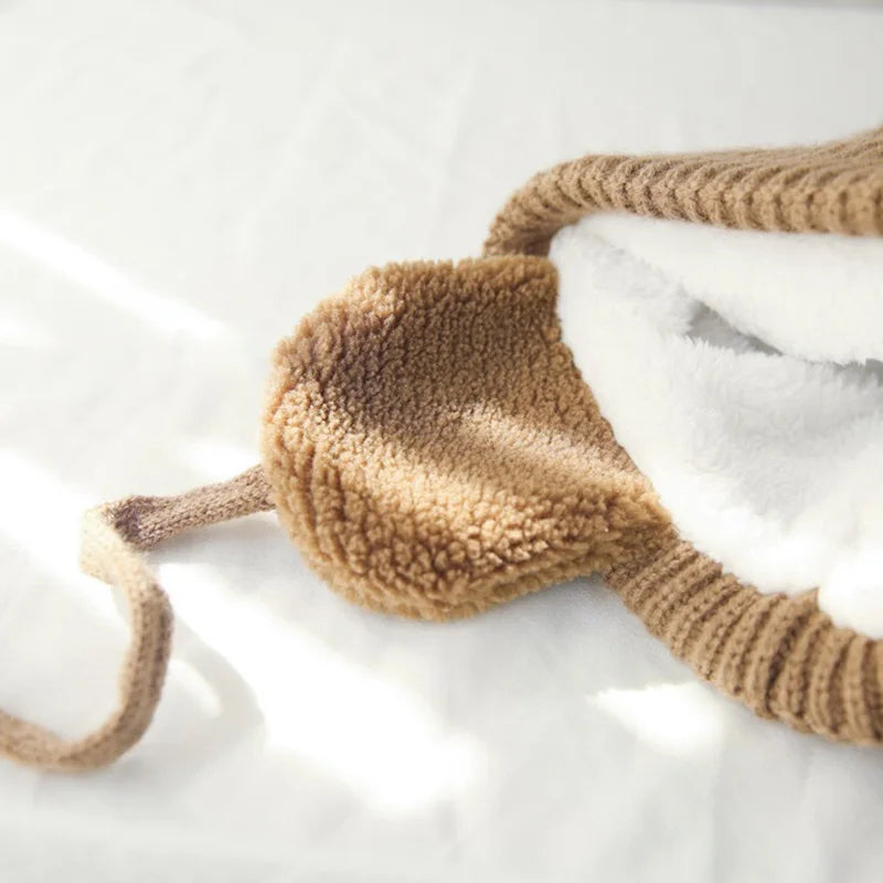 Gorro de invierno de punto para niños con orejeras
