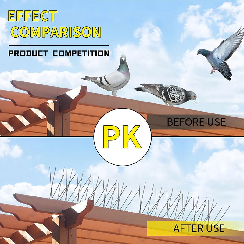 Púas ahuyentadoras de aves de acero inoxidable para exteriores