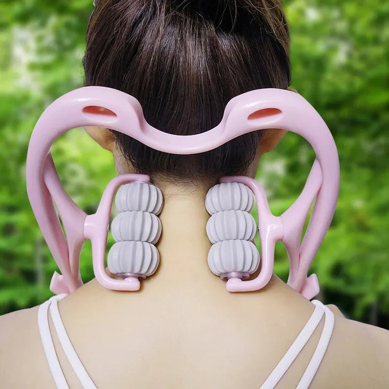 Masajeador manual de cuello y hombros con rodillos de amasamiento