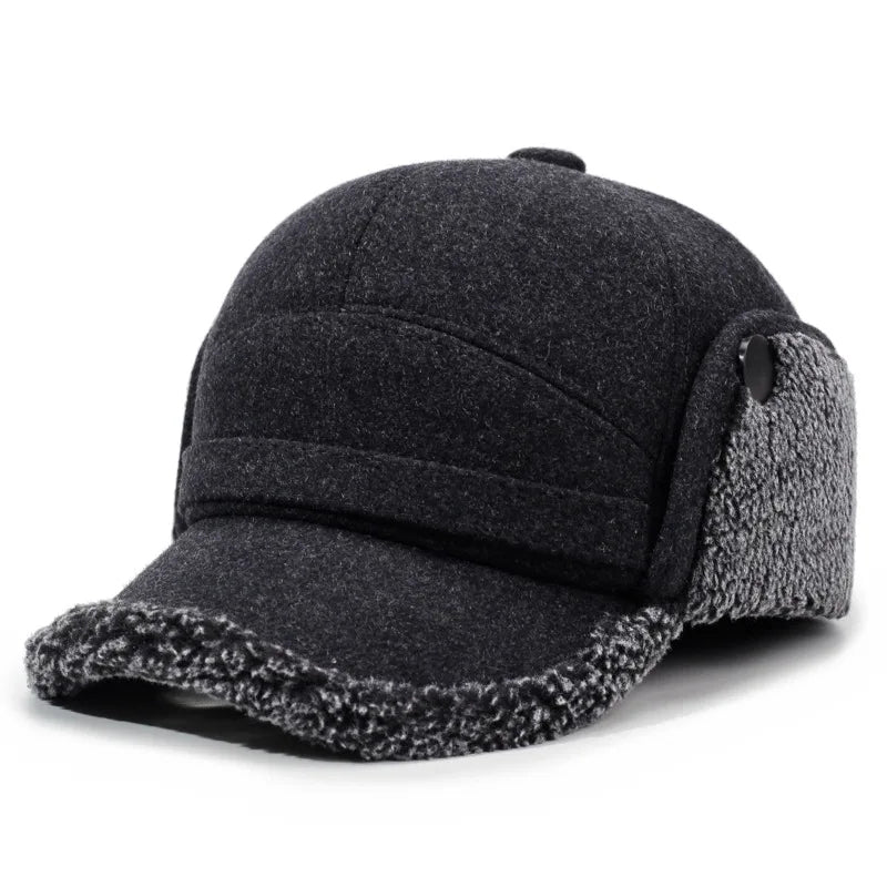 Gorra de béisbol con orejeras de forro polar para invierno