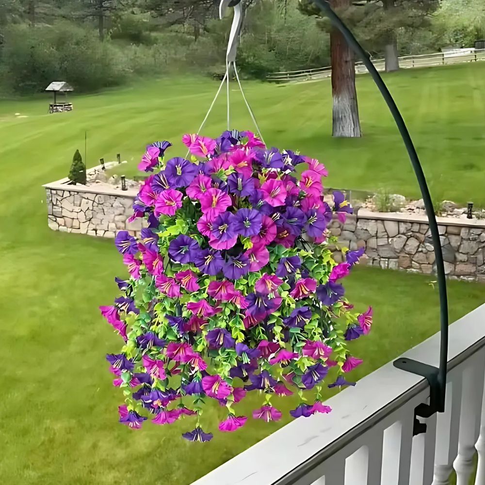 Decoración colgante de flores artificiales de gloria de la mañana resistentes a los rayos UV