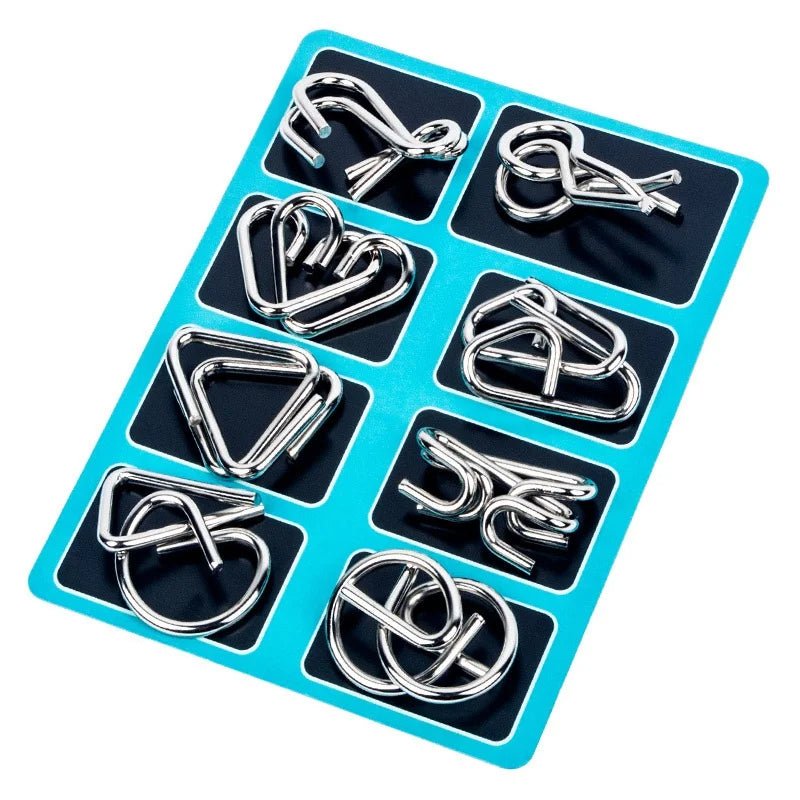8 Piece Metal Puzzle Ring Set Brain Teaser Toys - TRENDVYO