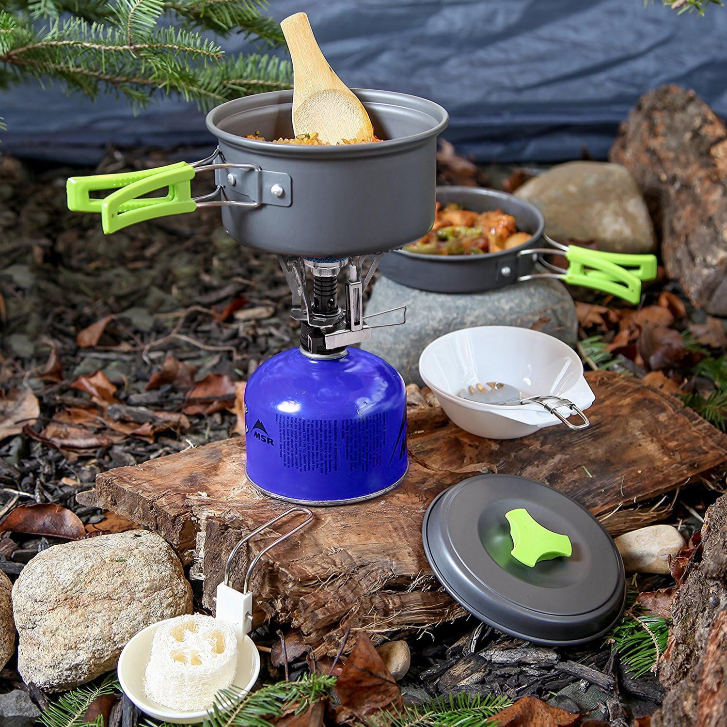 Batería de cocina para camping: ollas y sartenes para mochileros