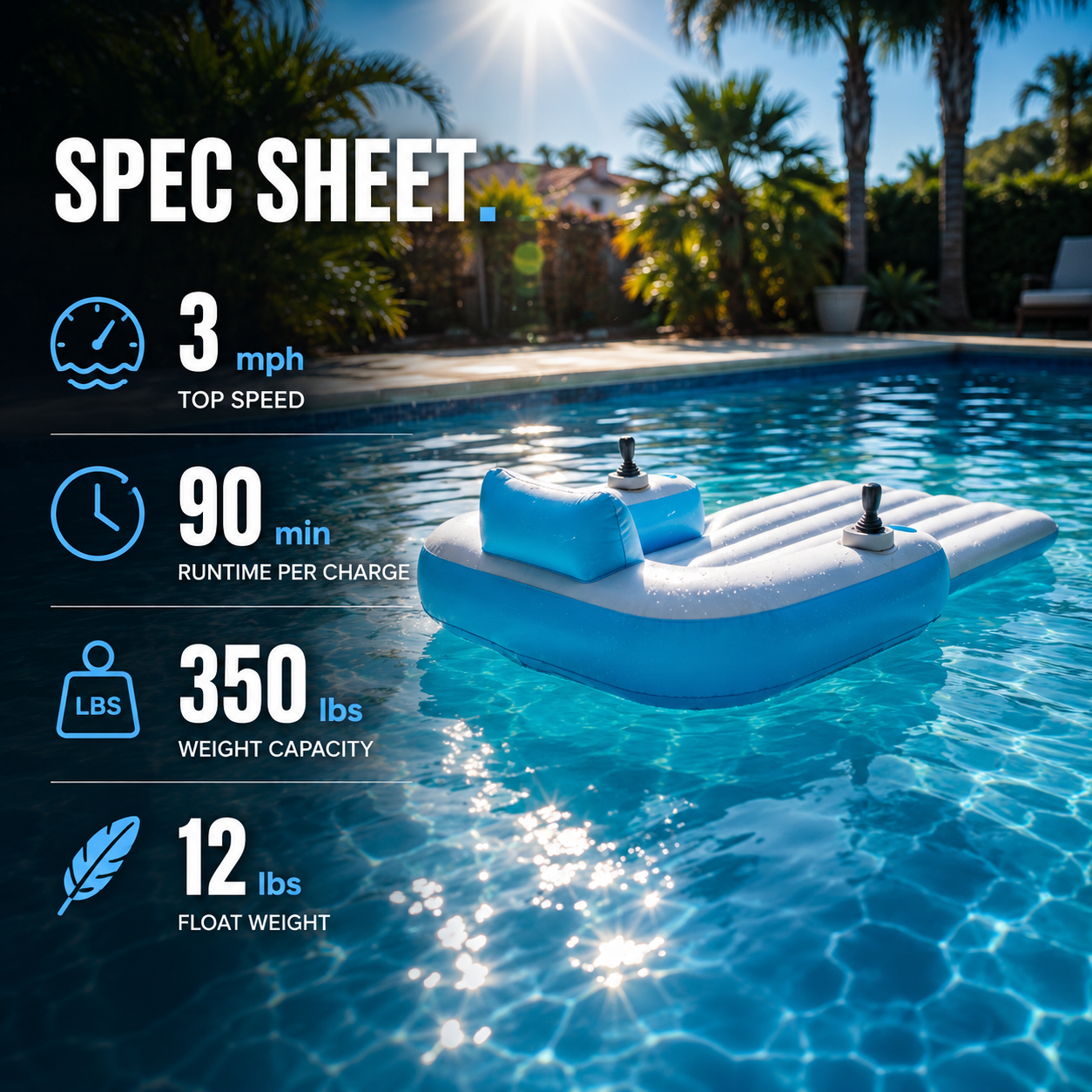 Tumbona de piscina motorizada Pro