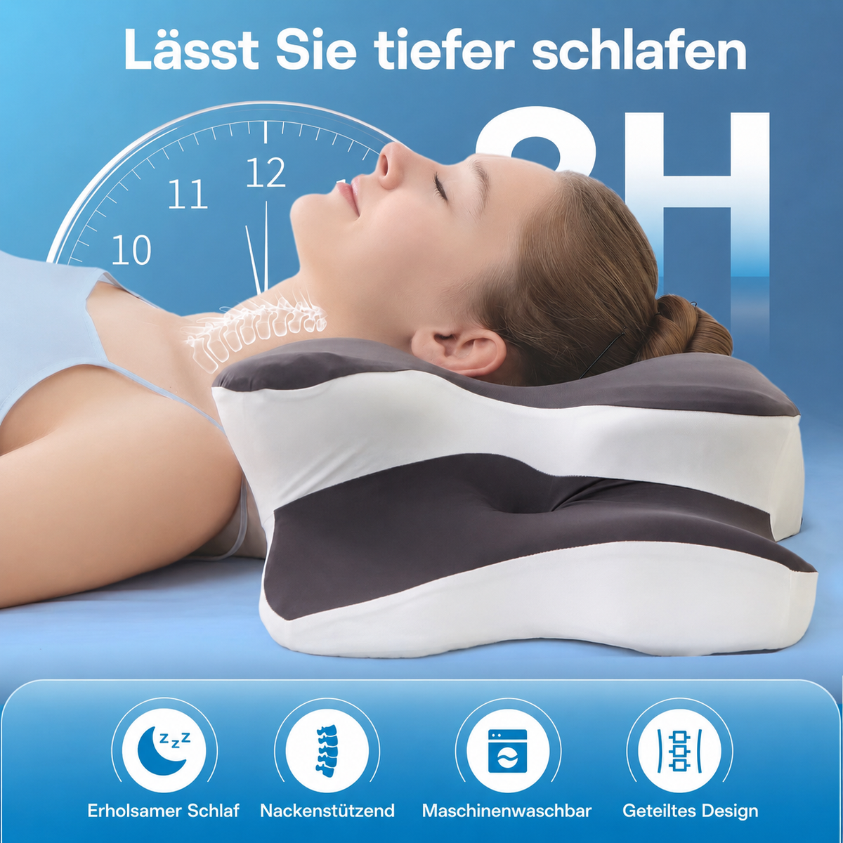 Trendvyo™ Japanisches-Kopfkissen Memory Foam mit Kühl-Bezug