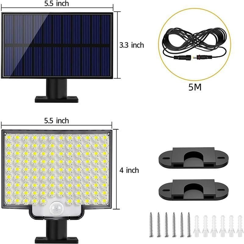 Luz solar exterior de 106 LED con sensor de movimiento
