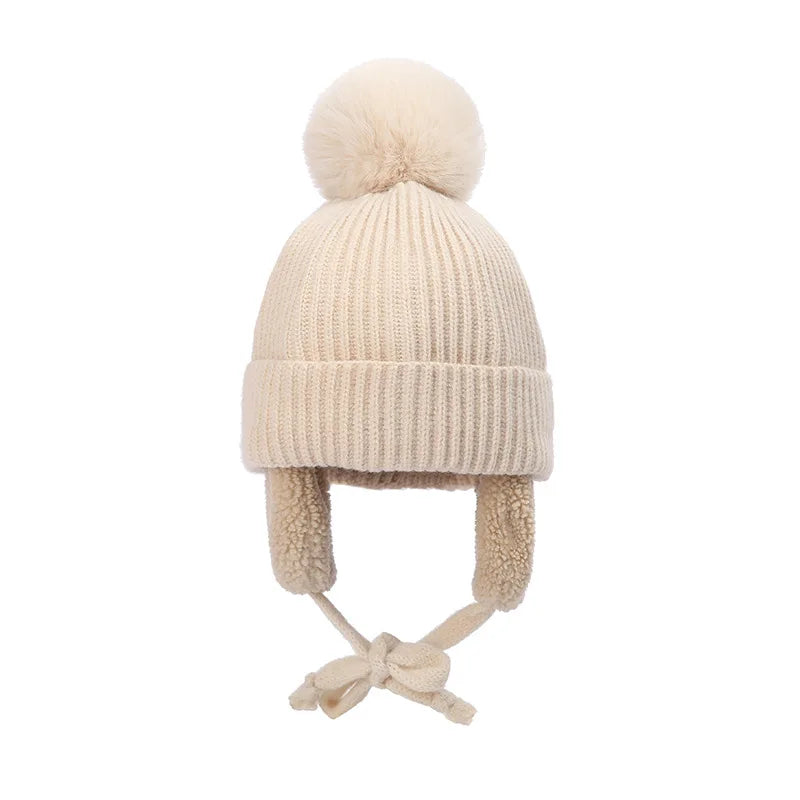 Gorro de invierno de punto para niños con orejeras