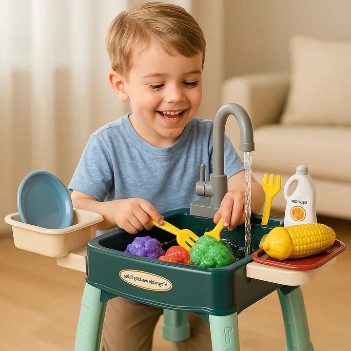 Children’s Play Kitchen with Flowing Water Feature - TRENDVYO
