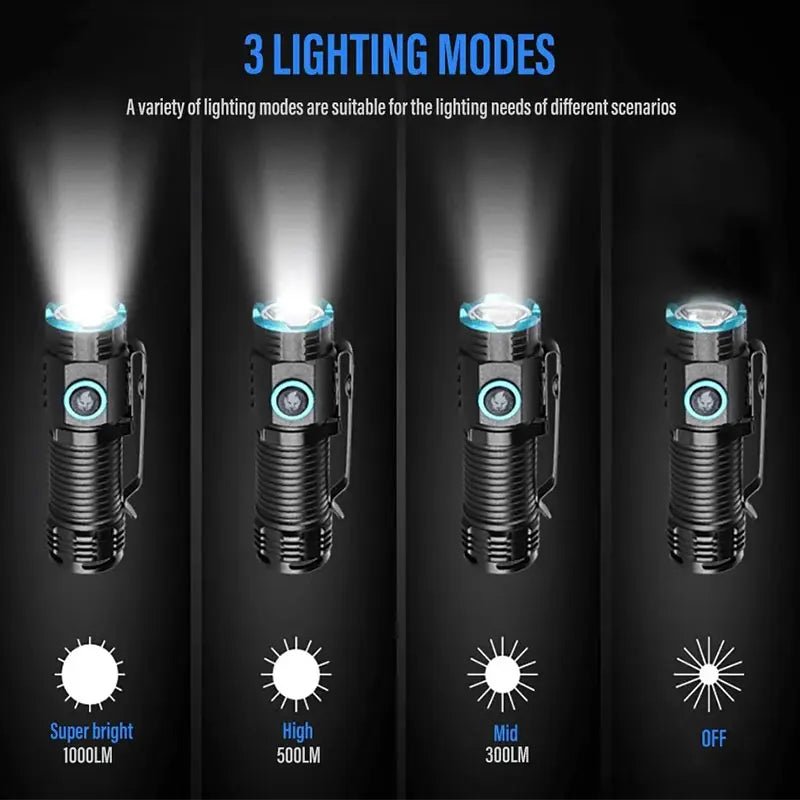 Compact Rechargeable Flashlight LED Torch - TRENDVYO