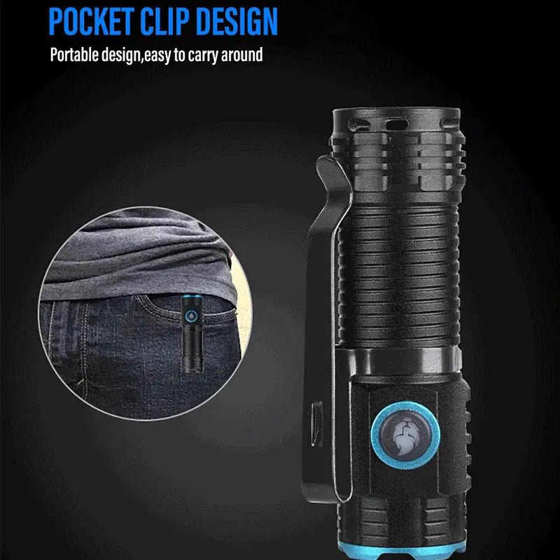 Compact Rechargeable Flashlight LED Torch - TRENDVYO