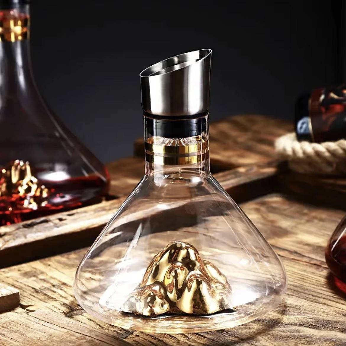 Decantador aireador de vino de cristal