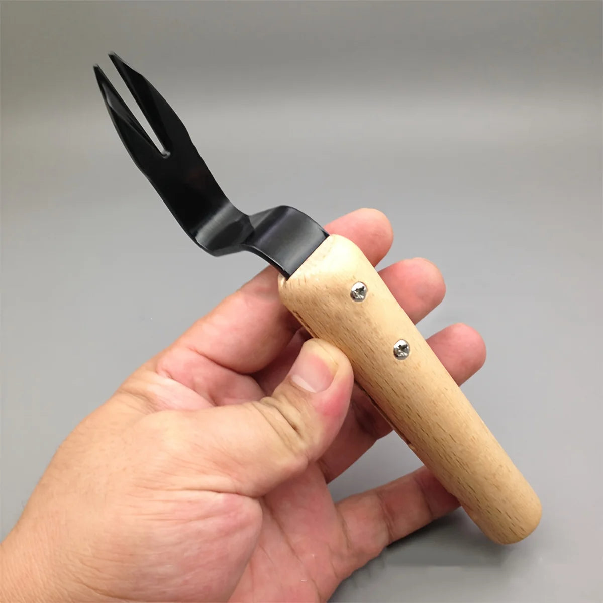 Herramienta para arrancar malas hierbas de acero inoxidable con mango de madera