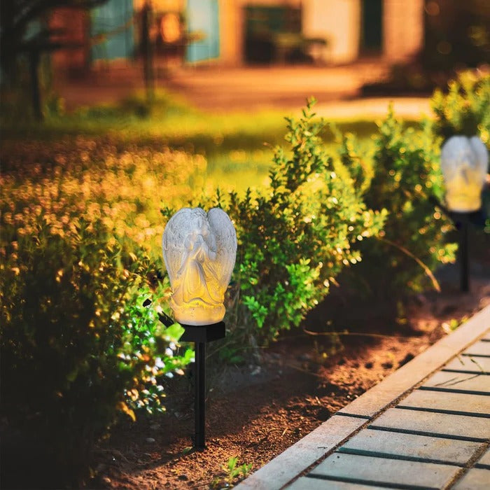 Luz solar de jardín con ángel
