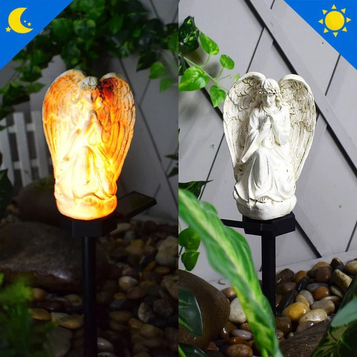 Luz solar de jardín con ángel