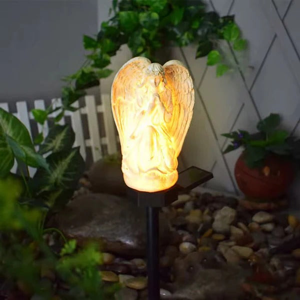 Luz solar de jardín con ángel