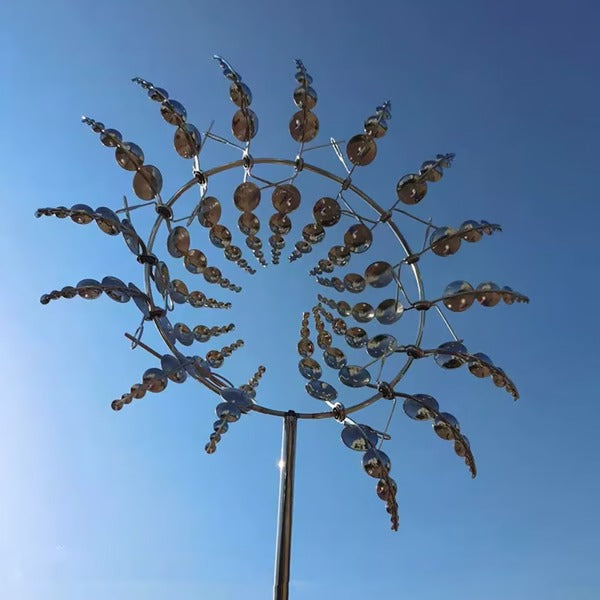 Molino de Viento Metálico para Jardín - Hélice Decorativa de Doble Movimiento para una Decoración de Jardín Única y el Regalo Perfecto