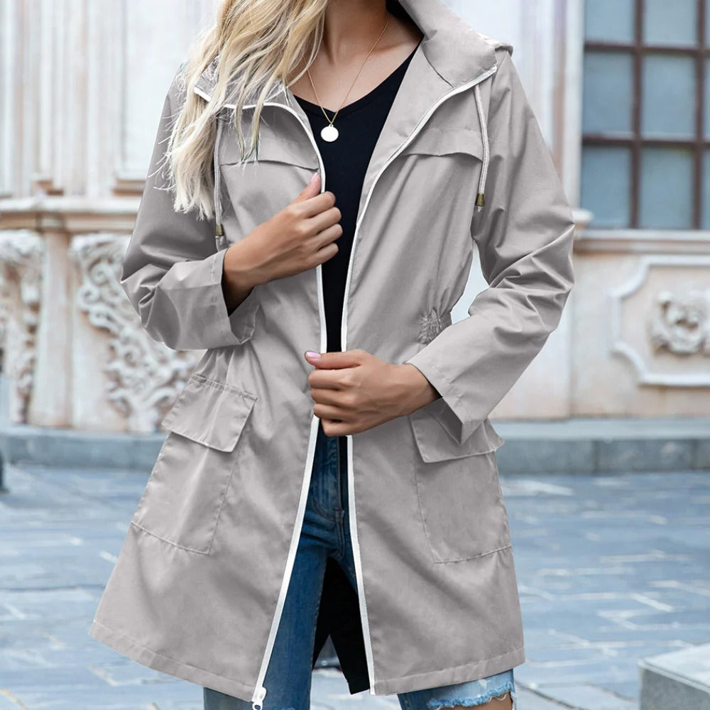 Gabardina Elegante con Cremallera para Mujer