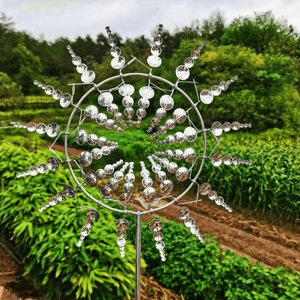 Molino de Viento Metálico para Jardín - Hélice Decorativa de Doble Movimiento para una Decoración de Jardín Única y el Regalo Perfecto
