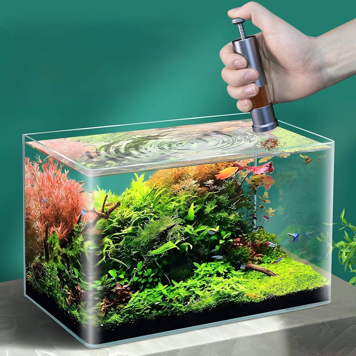 Mini comedero para peces de acuario