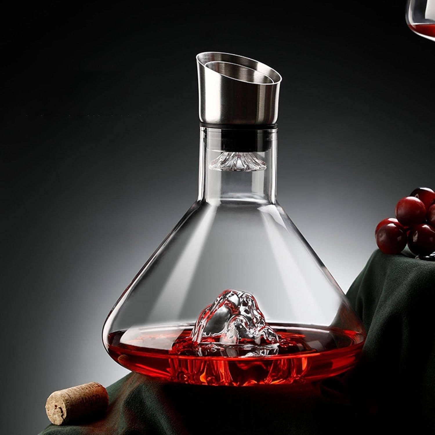 Decantador aireador de vino de cristal
