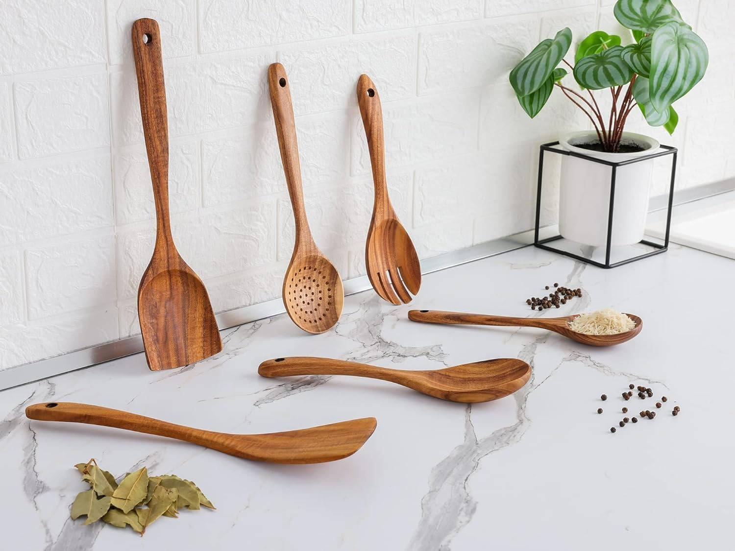 Juego de 6 utensilios de madera