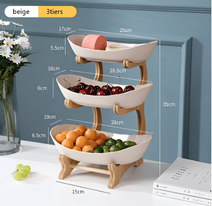 Multi-tiered wooden fruit bowl - TRENDVYO