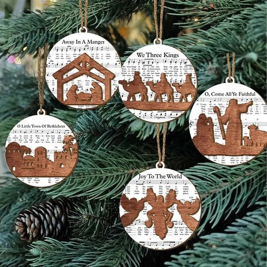 Nativity-Themed Music Sheet Ornament Collection - TRENDVYO