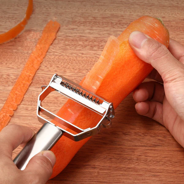 Pelador de doble cuchilla para rebanar