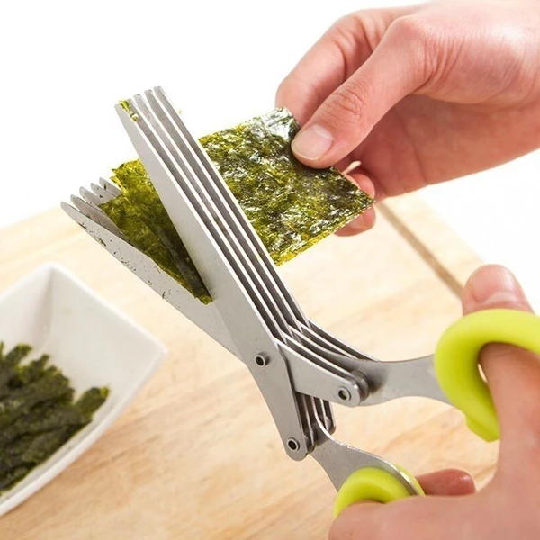 Tijeras de cocina de 5 cuchillas para ensalada