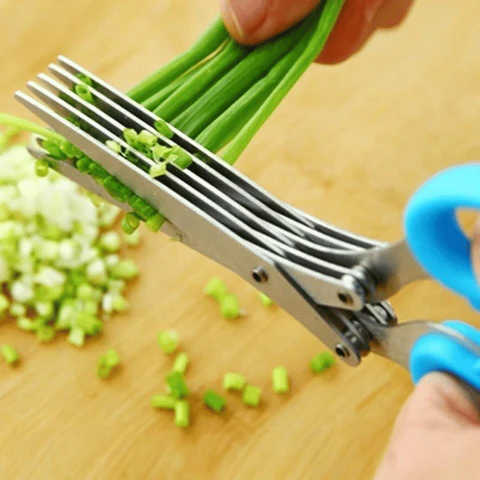 Tijeras de cocina de 5 cuchillas para ensalada