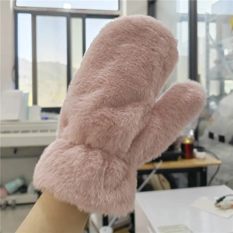 Manoplas de felpa suaves Guantes cálidos de invierno