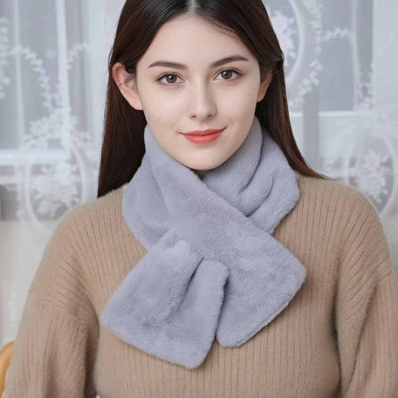Cuello de piel sintética cruzado bufanda de invierno
