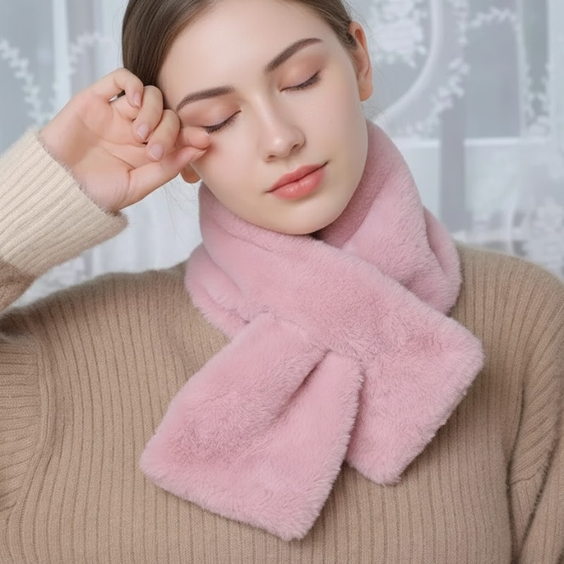 Cuello de piel sintética cruzado bufanda de invierno