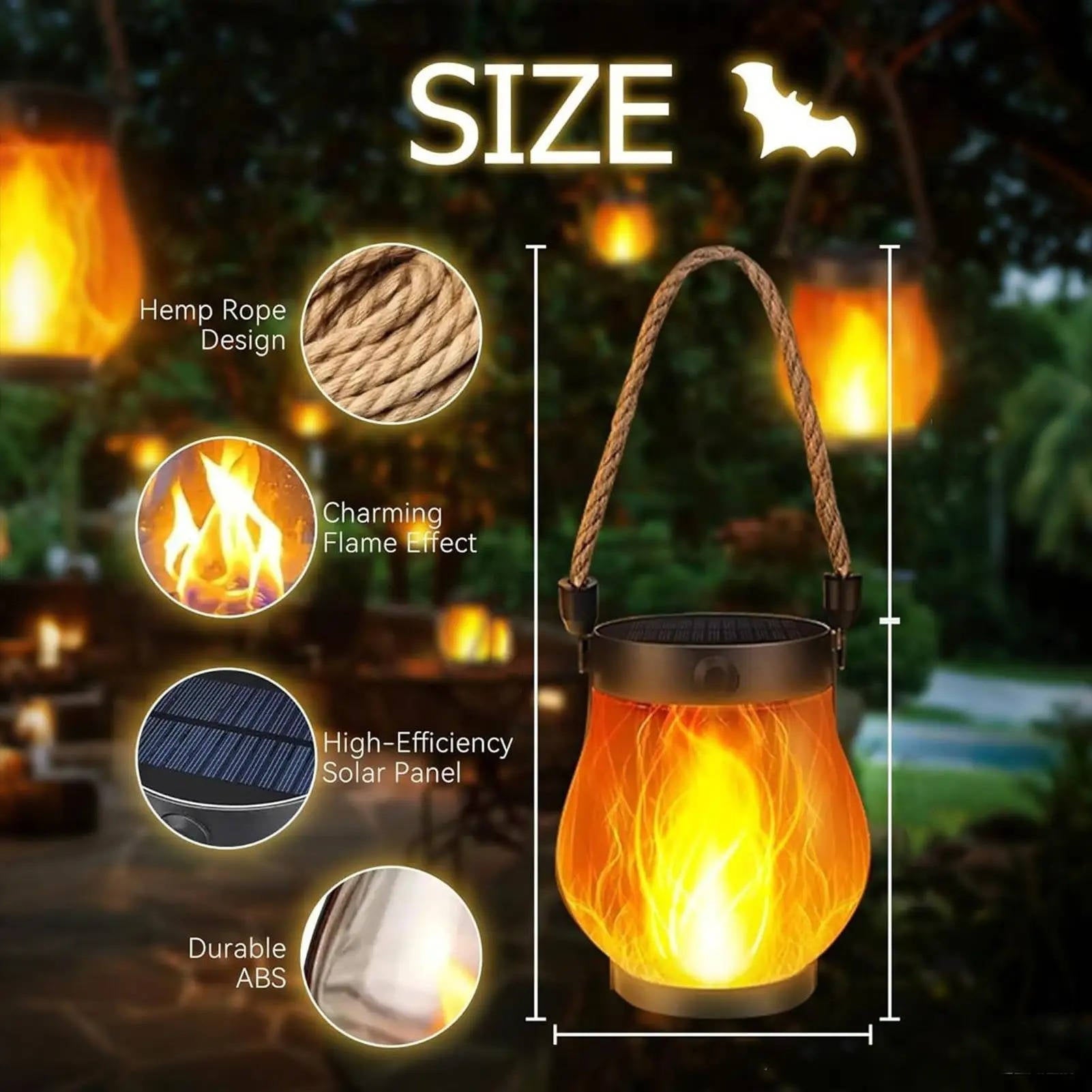Solar Outdoor Porch Flame Lanterns - TRENDVYO