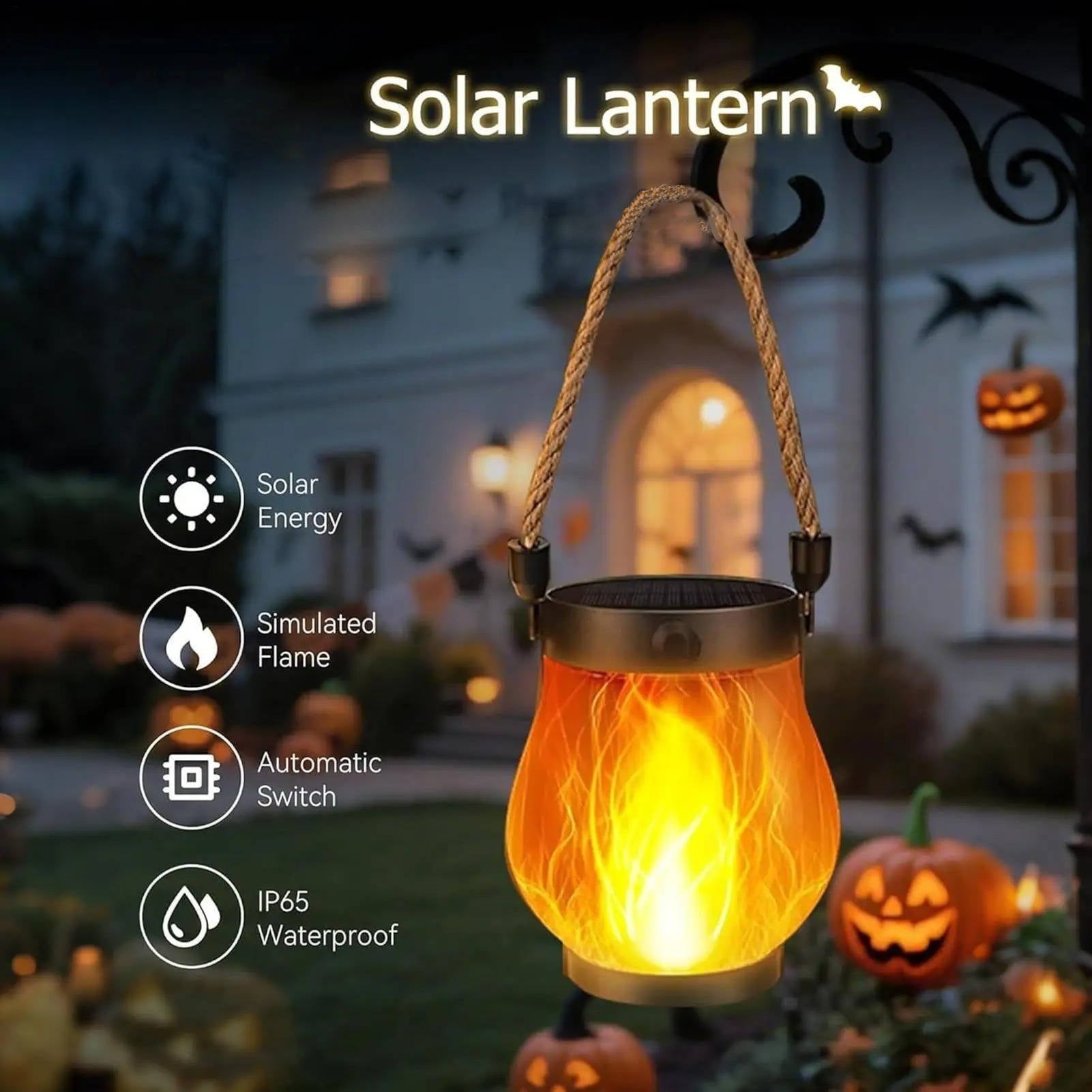 Solar Outdoor Porch Flame Lanterns - TRENDVYO