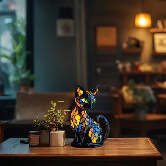Stained Glass Cat Table Lamp - TRENDVYO