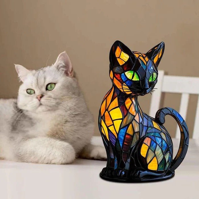 Stained Glass Cat Table Lamp - TRENDVYO